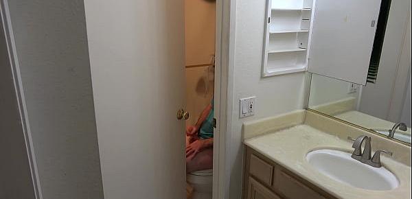  Stepson caught masturbating in the bathroom fucks stepmom